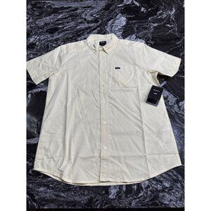 RVCA That’ll Do Stretch SS Woven Shirt Yellow Mens Size Medium NWT $60